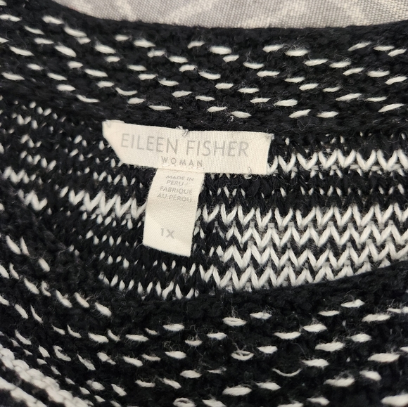 Eileen Fisher Organic Cotton Plus Bateau Top Black Plus 14W 1X Black Color - Picture 3 of 12